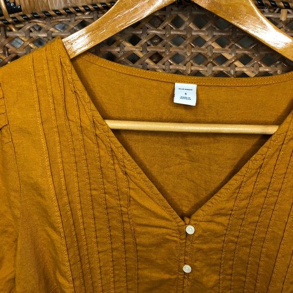 Mustard Yellow Linen Button Down Shirt - Picture 3 of 6